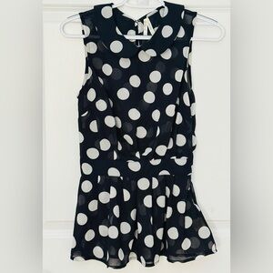 Truth NYC -Navy blue and White Polka Dot Blouse